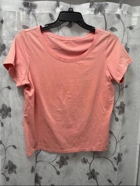 Classic organic cotton Crewneck Top - Coral Pink